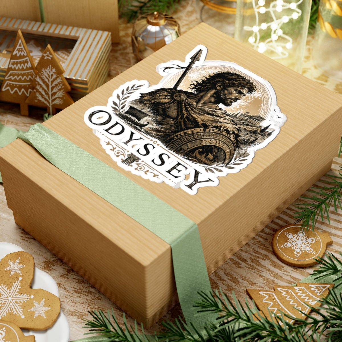 Odyssey Warrior Kiss-Cut Sticker — Vintage Greek Myth Laptop Decal