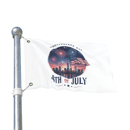 4th of July Double-Sided Flag — Independence Day Fireworks & American Flag Outdoor Banner