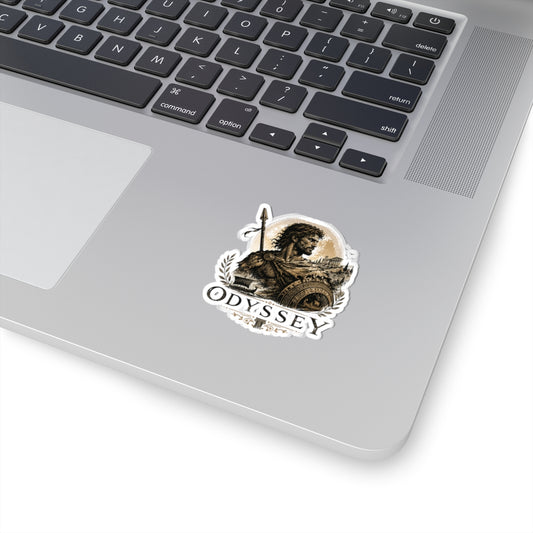 Odyssey Warrior Kiss-Cut Sticker — Vintage Greek Myth Laptop Decal