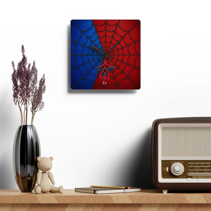 Spidey Silhouette Acrylic Wall Clock — Hanging Spider-Man Design