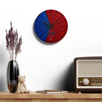 Spidey Silhouette Acrylic Wall Clock — Hanging Spider-Man Design