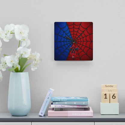 Spidey Silhouette Acrylic Wall Clock — Hanging Spider-Man Design