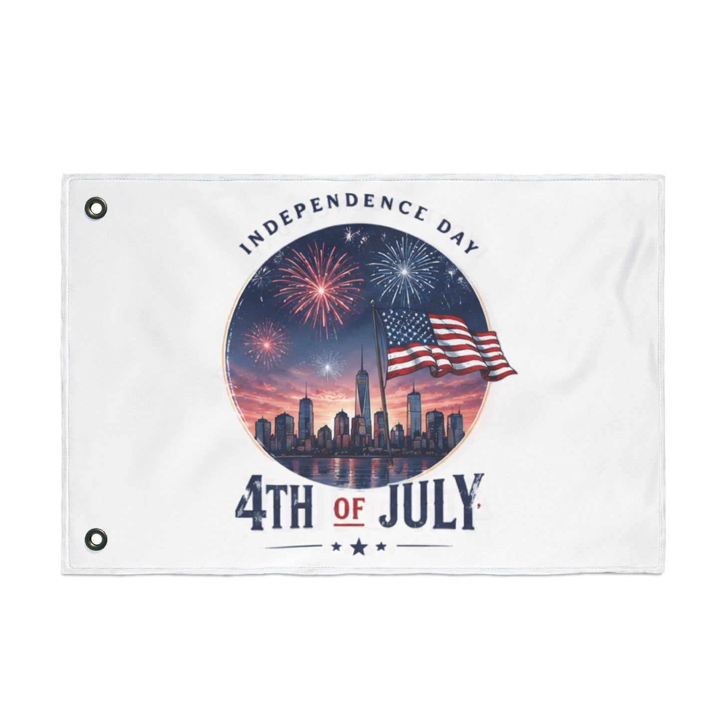 4th of July Double-Sided Flag — Independence Day Fireworks & American Flag Outdoor Banner
