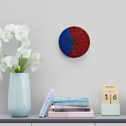 Spidey Silhouette Acrylic Wall Clock — Hanging Spider-Man Design