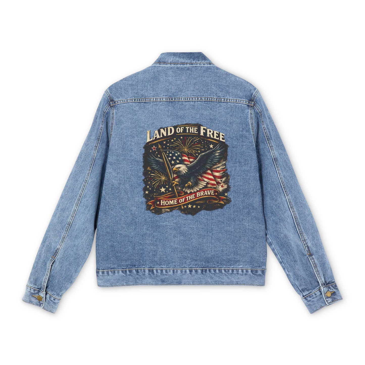 Denim Jacket — "Land of the Free" Patriotic Eagle Back Graphic