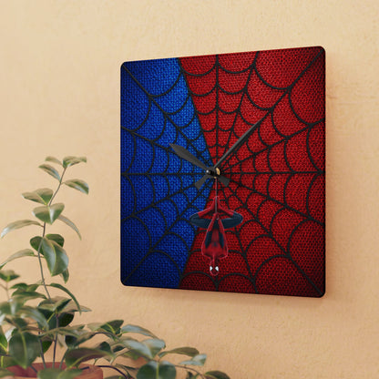 Spidey Silhouette Acrylic Wall Clock — Hanging Spider-Man Design