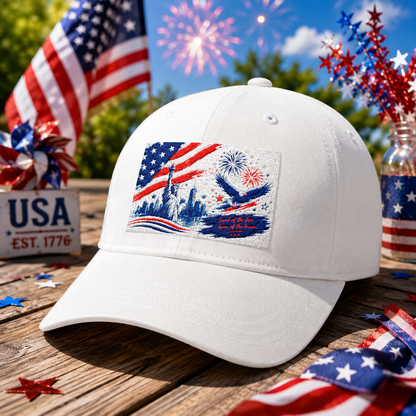 Patriotic Eagle & Flag Dad Cap — American Flag Baseball Hat