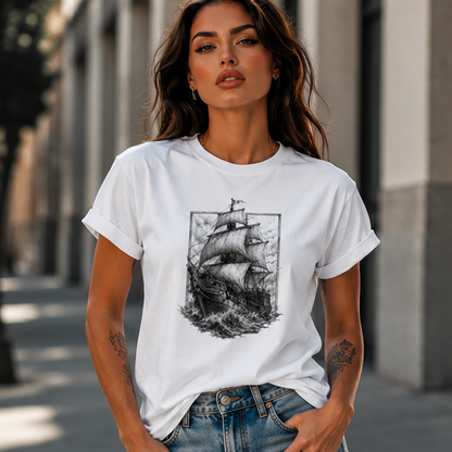 Sailing Ship Graphic Tee — Vintage Tall Ship Illustration Men’s T-Shirt