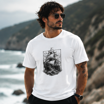 Sailing Ship Graphic Tee — Vintage Tall Ship Illustration Men’s T-Shirt