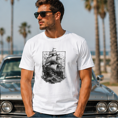 Sailing Ship Graphic Tee — Vintage Tall Ship Illustration Men’s T-Shirt