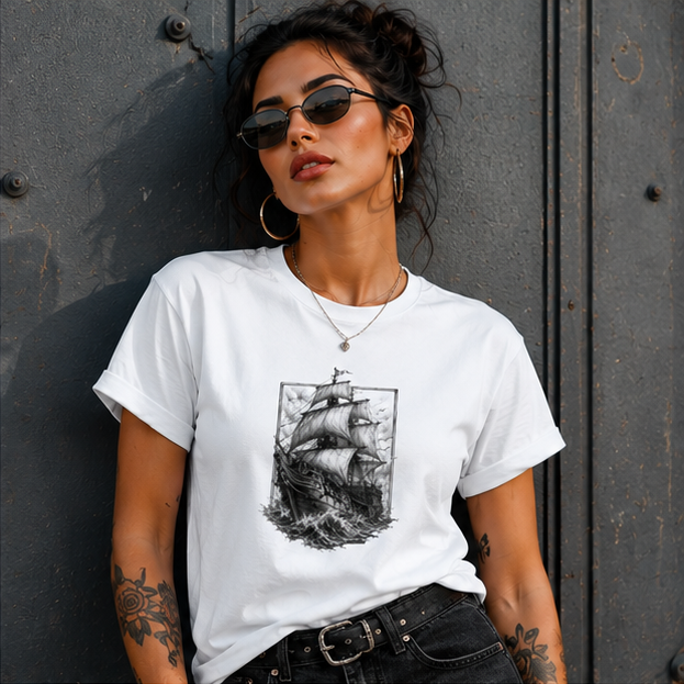 Sailing Ship Graphic Tee — Vintage Tall Ship Illustration Men’s T-Shirt