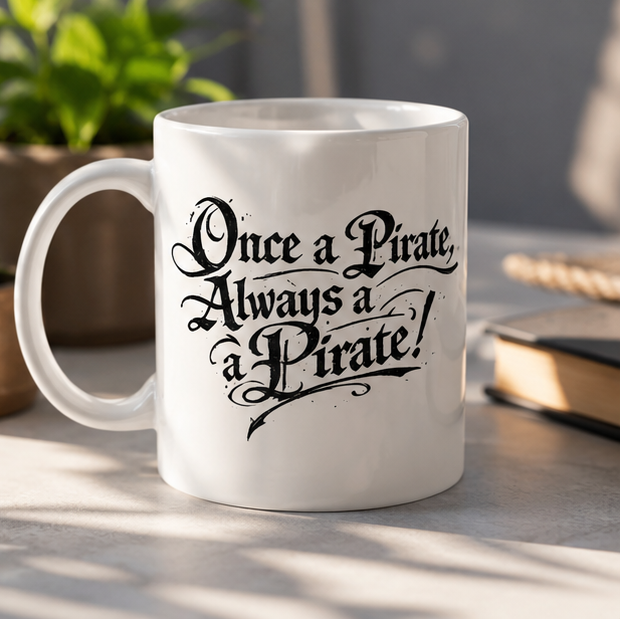 Pirate Quote Ceramic Mug — "Once a Pirate, Always a Pirate" Coffee Cup (11oz & 15oz)