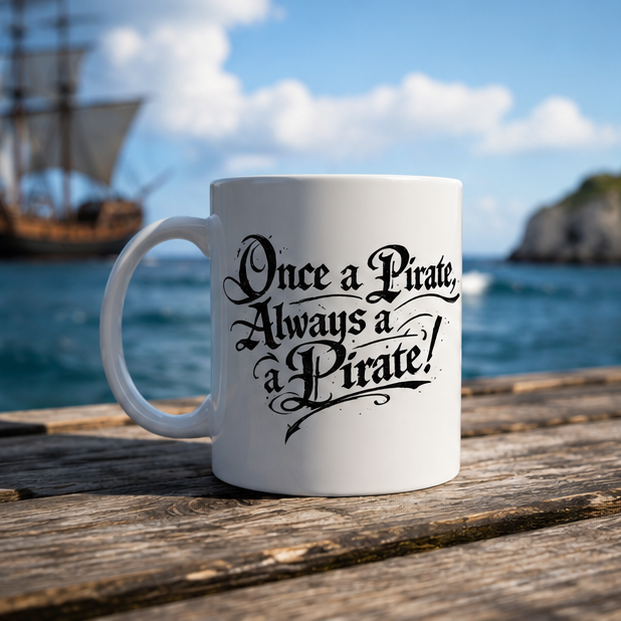 Pirate Quote Ceramic Mug — "Once a Pirate, Always a Pirate" Coffee Cup (11oz & 15oz)