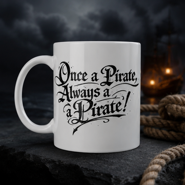 Pirate Quote Ceramic Mug — "Once a Pirate, Always a Pirate" Coffee Cup (11oz & 15oz)