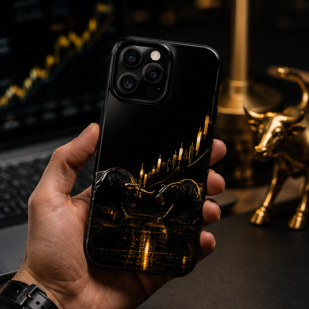 Slim iPhone Case — Bull vs Bear Crypto Candles Design