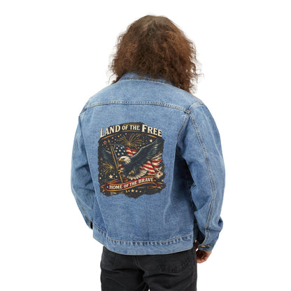 Denim Jacket — "Land of the Free" Patriotic Eagle Back Graphic