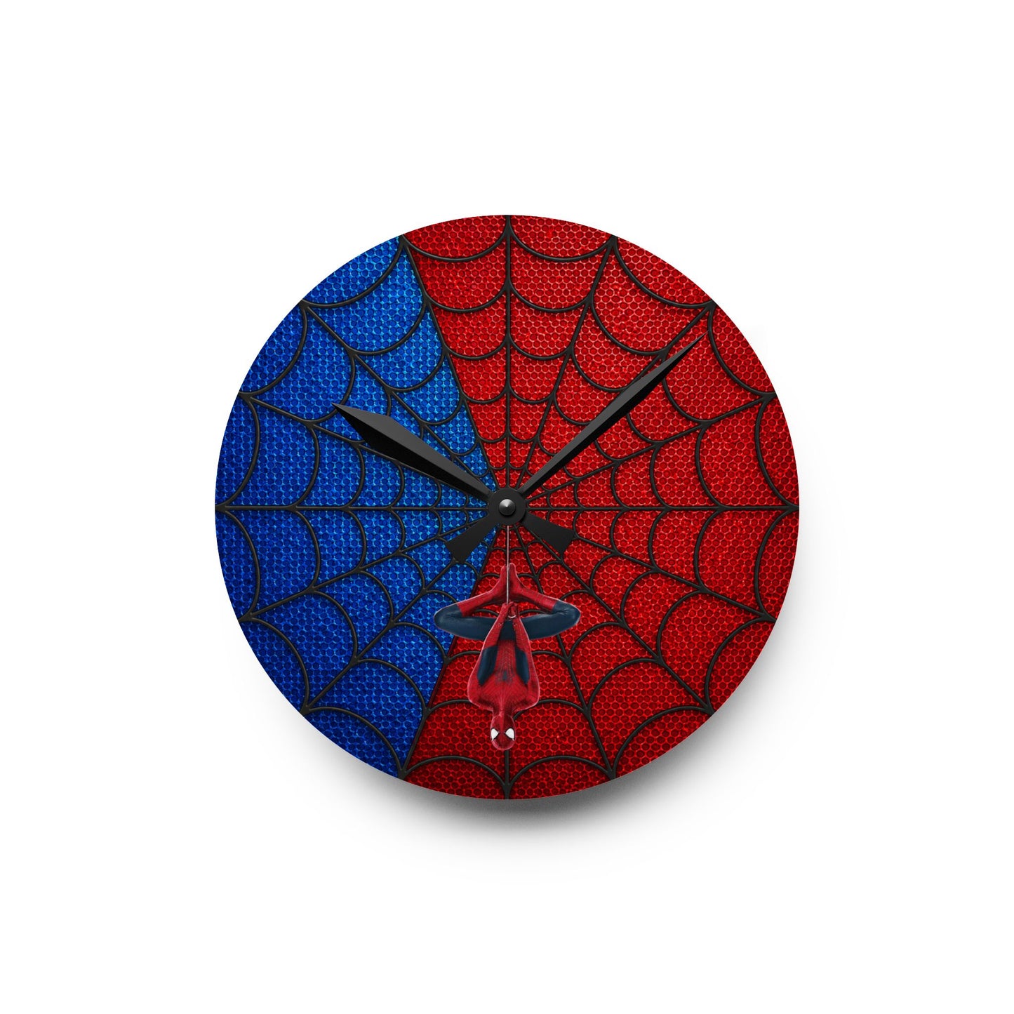 Spidey Silhouette Acrylic Wall Clock — Hanging Spider-Man Design