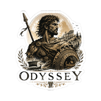 Odyssey Warrior Kiss-Cut Sticker — Vintage Greek Myth Laptop Decal