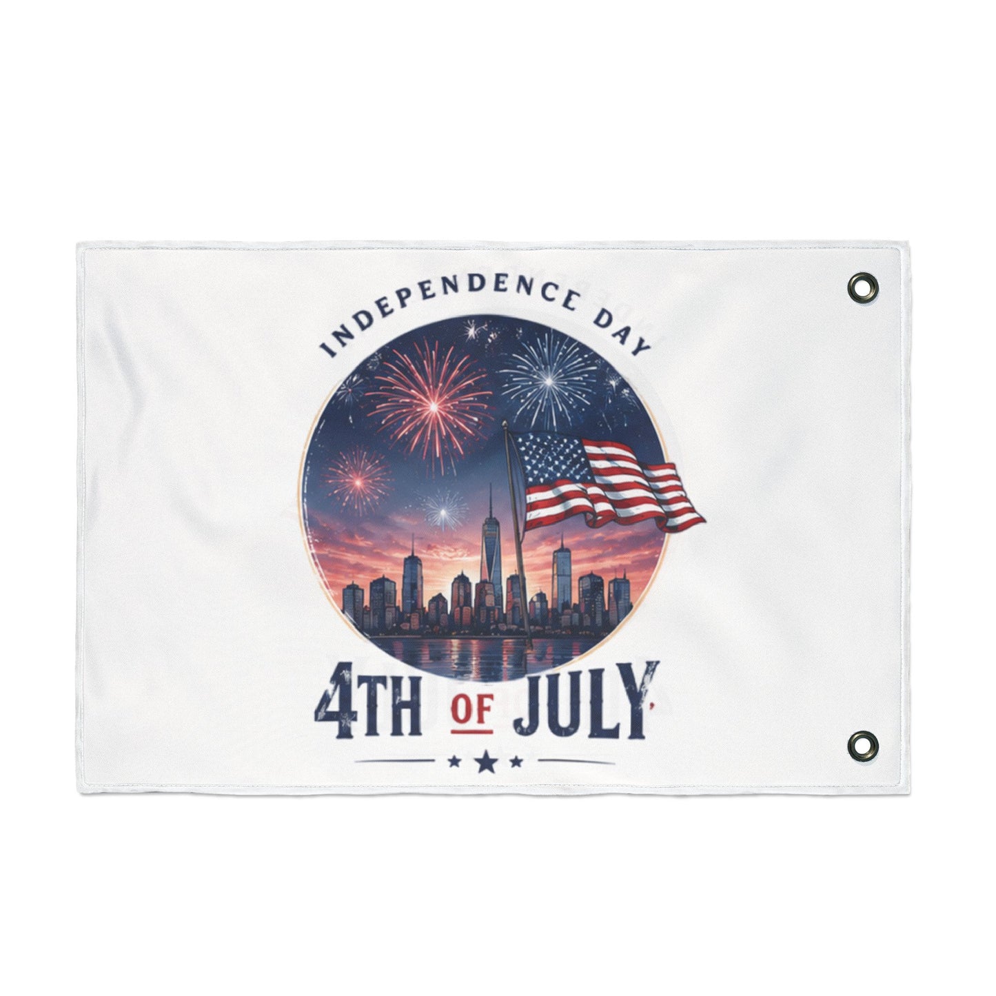 4th of July Double-Sided Flag — Independence Day Fireworks & American Flag Outdoor Banner