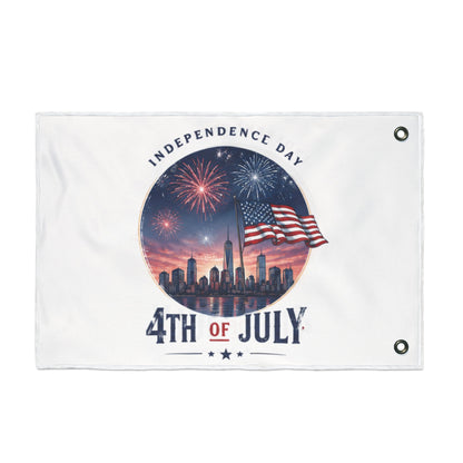 4th of July Double-Sided Flag — Independence Day Fireworks & American Flag Outdoor Banner