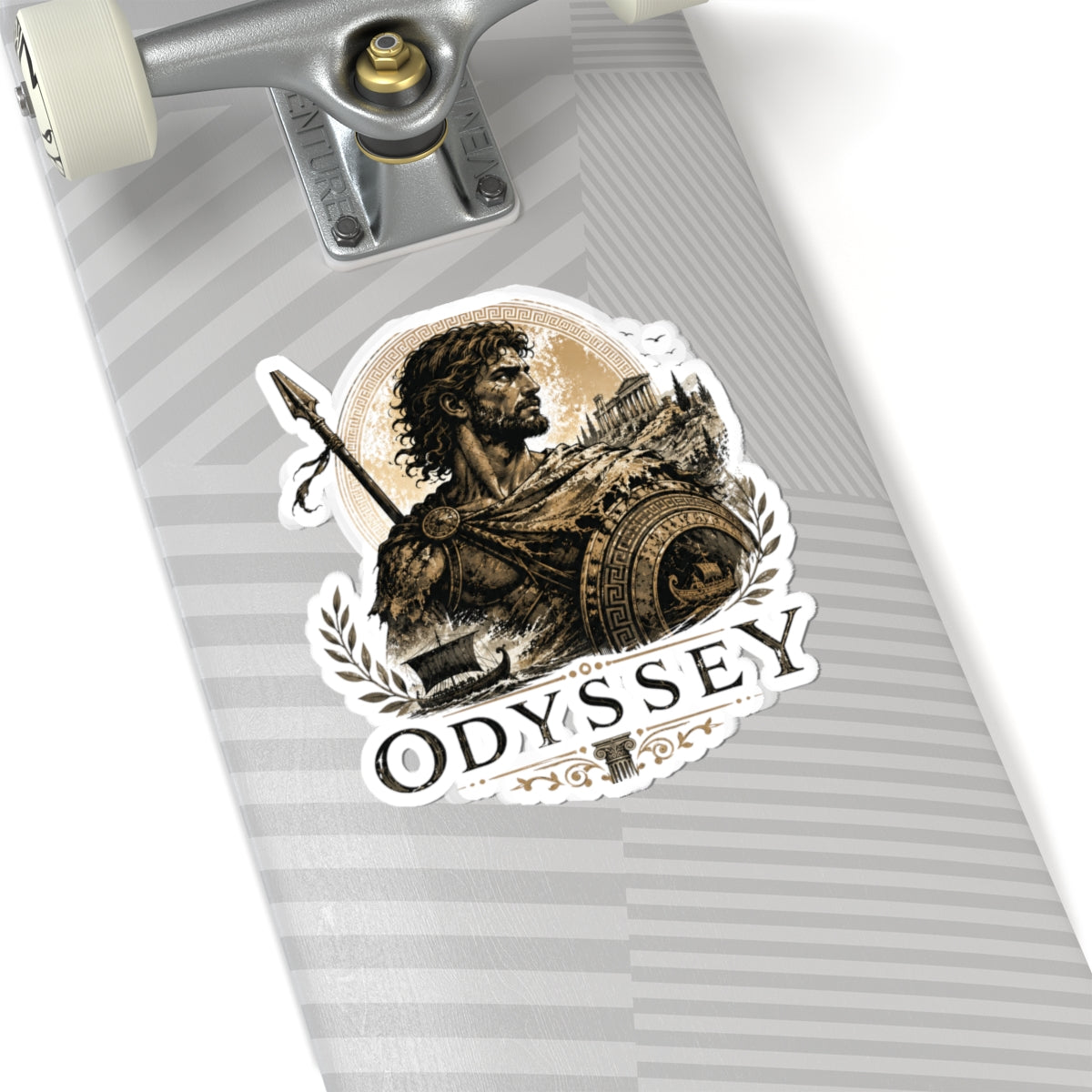Odyssey Warrior Kiss-Cut Sticker — Vintage Greek Myth Laptop Decal