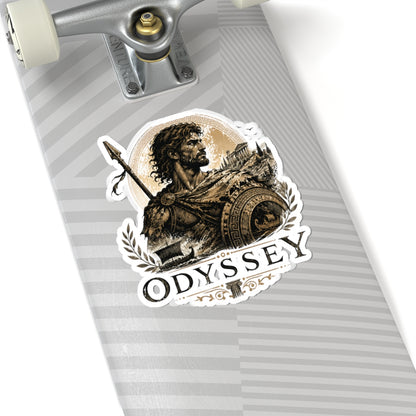 Odyssey Warrior Kiss-Cut Sticker — Vintage Greek Myth Laptop Decal