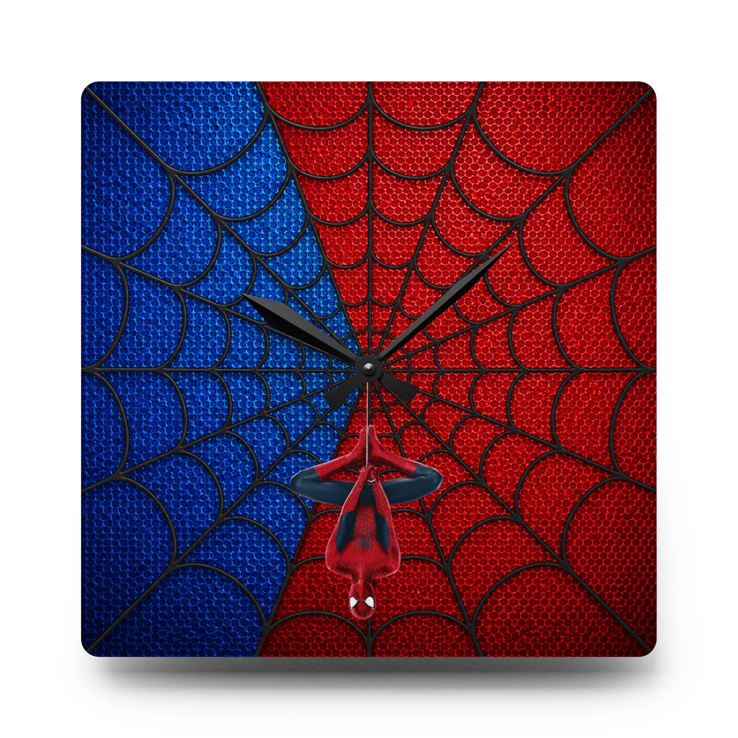 Spidey Silhouette Acrylic Wall Clock — Hanging Spider-Man Design