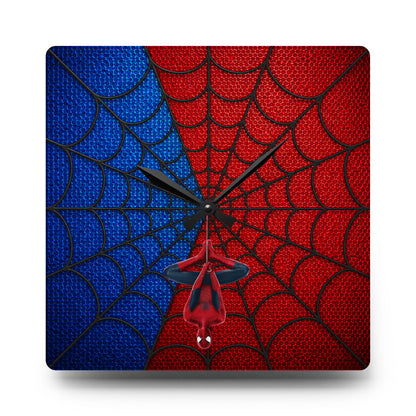 Spidey Silhouette Acrylic Wall Clock — Hanging Spider-Man Design