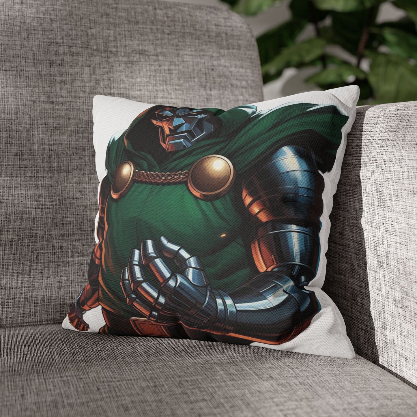 Doctor Doom Illustration Pillowcase — Superhero Decorative Throw Pillow Cover